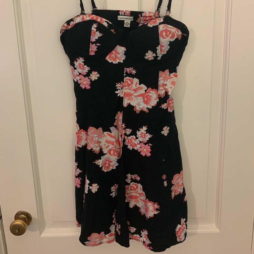 AEO black floral dress